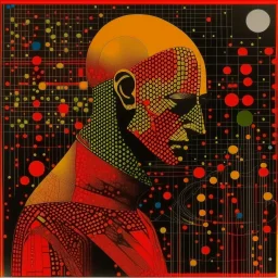 Braille art, abstract surrealism, by Ray Johnson and Dave McKean, silkscreened mind-bending illustration; warm neon colors, off-centered fragmented composition, dark shines war, by Phlegm