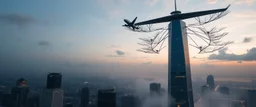 a skyscraper with branches so that aircraft can take off from them