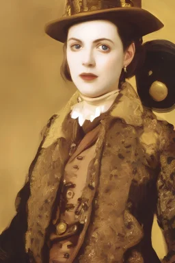 steampunk , portrait, painted bye John Singer Sargent, painterly, highly detailed, close up, 4k