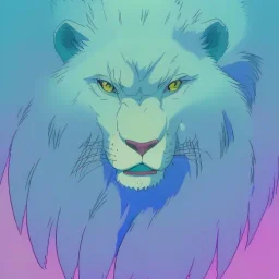 A beautiful portrait of a cyborg lion blue neon color scheme, high key lighting, volumetric light high details psychedelic background