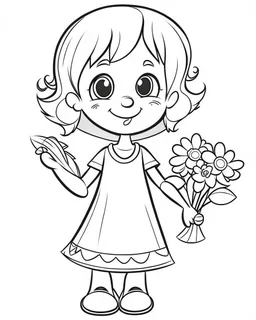 mom cartoons coloring pages , no black color, no no flower, b/w outline art for kids coloring book page, Kids coloring pages, full white, kids style, white background, whole body, Sketch style, full body (((((white background))))), only use the outline., cartoon style, line art, coloring book, clean line art, white background, Sketch style