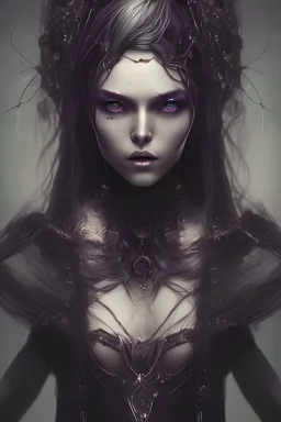 simple dark mystic woman, worrior, fantasy, cinematic lighting, photorealistic