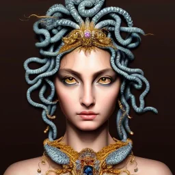 ultra detailed fullbody portrait of Medusa , extremely detailed digital painting, intrincate, extremely detailed face,crystal clear Big eyes, in the style of Caravaggio, mystical colors , perfectly centered image, perfect composition, rim light, beautiful lighting, 8k, stunning scene, raytracing