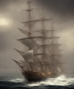 tall ship, storm, full sail, mild seas