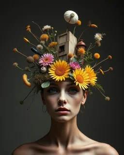 Masterpiece of Art - Beautiful The Vulnicura kafkaesque headpieces Winning Award Photography Art,Surreal blend head pretty of urban and natural elements, defying the laws of physics