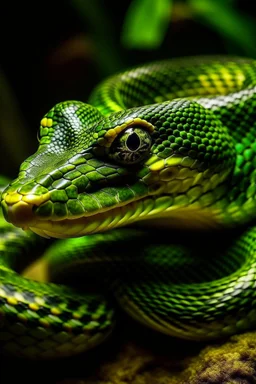 A snake head green color with slimy, scaly skin. It will have large, bulging eyes that glow long, tentacle-like appendages that it .sturdy, yet flexible body,sharp claws on its wings and feet,long, slender tail