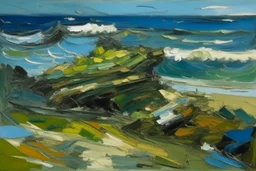 Frank Auerbach painting of a seascape