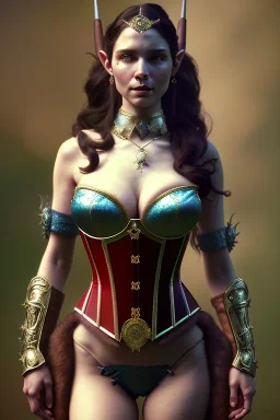 milf, warrior, brunet hair, corset, elf ears, 8k resolution, high-quality, fine-detail, intricate, fantasy art, detailed matte, volumetric lighting, illustration, 3D octane render, brian froud, howard lyon, selina french, anna dittmann, annie stokes, lisa parker, greg rutowski