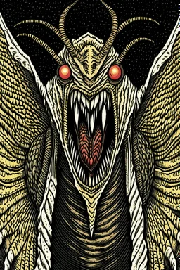 Moth / shark hybrid demon in the style of Berserk manga