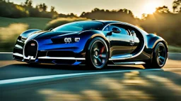 A sleek with livery (((Customized gangsters lowrider bugatti chiron))), its contours and details perfectly captured in a (((cinematic view))), zipping along a winding road under a beautiful blue fresh morning sky