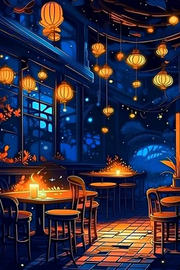 Fire fly in a night cafe pixart