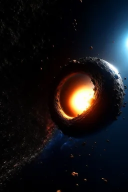 Planet earth is getting out an Intense worm Hole explosion in deep space. Wormhole apocalypse wipes out Universe. Worm-hole collision explodes in outer space. Epic galaxy with growing black hole. Cinematic interstellar