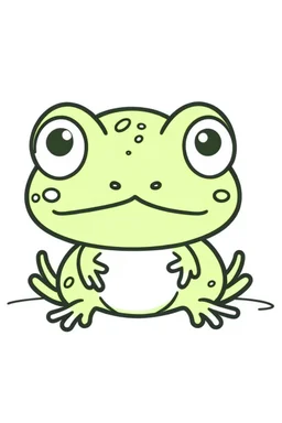 a simple outline of a cute frog, in a drawing style