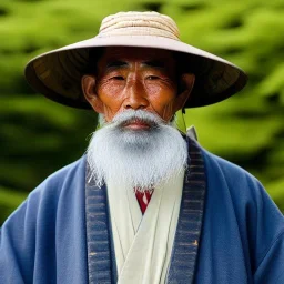 Portrait of OLd japanese Fishermen, wearing bucket hat, long beard, by Van Gogh 8k