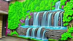 street mural. jungle.water fall.