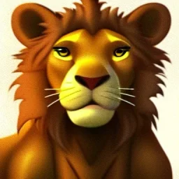 Lion King animation OC Chachi male lion triangular face broad nose tip wide green eyes