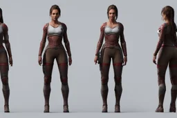Female character full anatomy Proportions of the character the head-to-body ratio . Front, Side, and Back Views: Provide multiple views of the character, including front, side, and back mode sheet .stylized animation character 8k Art station.