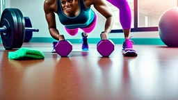 woman makes floor dirty in workout room