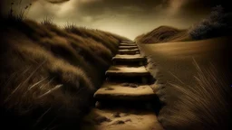 The echo of footsteps in a dreamlike passage.