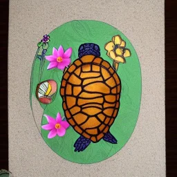 turtle and flowers