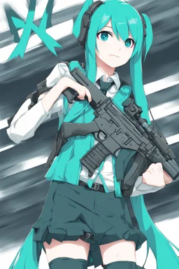 hatsune miku with a ak-47