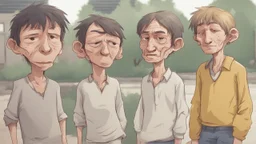 شخص جسمه عادي ووجه طولي ووضاصح عليه انو مسكين