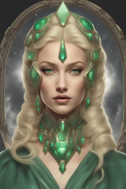 портрет принцессы ирулан космос будущее фантастика арт деко драгоценности блондинка зеленые глаза