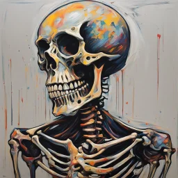 neo expressionism skeleton, acrylic paint, Highly Detailed