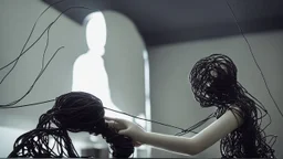 في الصورة، تظهر يد بشرية تمسك بخيوط دمية. اليد بيضاء ناصعة، بينما الخيوط سوداء داكنة. تمسك اليد الخيوط بإحكام، مما يوحي بسيطرة اليد على الدمية. تقف الدمية في الخلفية، وهي غير مرئية تمامًا. لا يمكن رؤية سوى الخيوط السوداء التي تمتد من اليد إلى الدمية. هذا يخلق إحساسًا بالغموض والتشويق. الصورة مأخوذة من زاوية عالية، مما يخلق تأثيرًا مهيمنًا لليد. هذا يوحي بأن اليد قوية وفعالة. الصورة ذات خلفية مظلمة، مما يخلق جوًا غامضًا ومثيرًا للاهتمام. هذا يعزز الموضوع العام للتلاعب، والذي غالبًا ما يرتبط با