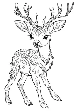 outline art for Fawn (Deer) coloring pages with sitch, white background, Sketch style, full body, only use outline, toddlers style, clean line art, white background, no shadows and clear and well outlined.