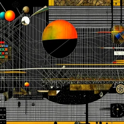 Abstract art, surreal fragmented composition by Ray Johnson and Victor Pasmore and Graham Sutherland and Vladimir Kush, biometric data graphs, primary sharp colors. precise colliding geometric shapes