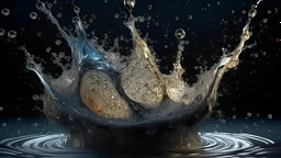 exploding water, hyperrealistic image , the water drops splashing in the air
