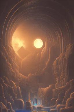 abstract, Moon in a dwarven mine underground