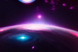 Picture Of The Galaxy With Giant Neon Star, Hyper Realistic, Hyper Detailed, Neon, Cyberpunk, Neon lighting,