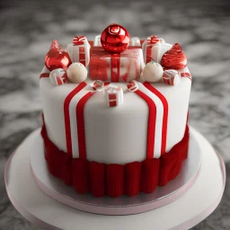 Realistic Christmas themed cake with candy and red stripes saying frappe V4 on it on a marble counter with a sticky note beside it saying lovewolfie2020, MAKE IT CLEAR TO READ