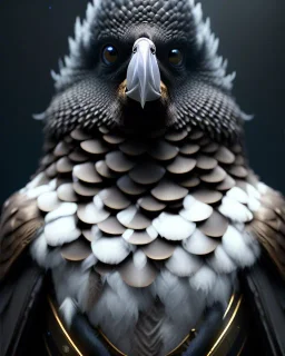 "black feathered, rogue, mysterious Kenku male, bird, full-scale head and shoulders portrait, 8k resolution concept art portrait by Greg Rutkowski, Artgerm, WLOP, Alphonse Mucha dynamic lighting hyperdetailed intricately detailed Splash art trending on Artstation triadic colors Unreal Engine 5 volumetric lighting Splash art fantasy"