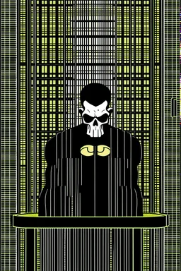 punisher sku;; inside prison cell in the style of Hiroshi Nagai