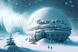 Alien Winter World, Colony, Building, Blizzard, Distant Alien Planets, Snowy