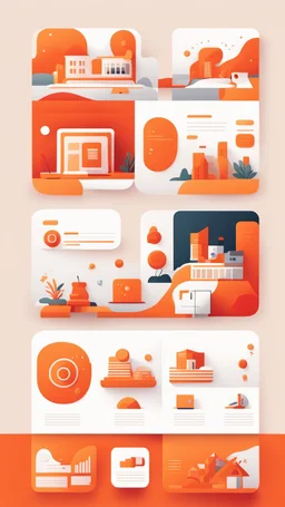 illustrations with a simple art style that show home page for spot use orange and red and minimal