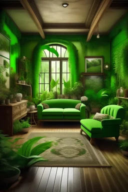 Create an image of a maximalist eco-friendly enviroment