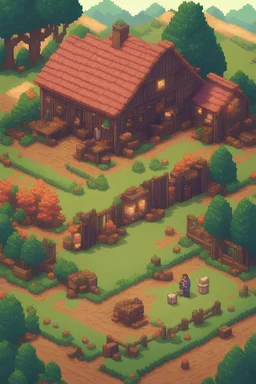 an 8-bit inspired rendering of a Stardew Valley farm where the crop he's growing is human body part