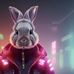 stylized Rabbit, smiling, cyberpunk headphone, sunglass, gangsta gold neckless, full body, magenta puffer jacket, manila city backdrop, dramatic lighting, hyper realistic, unreal engine 5, 16k