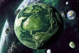 зеленая плонета в космосе
