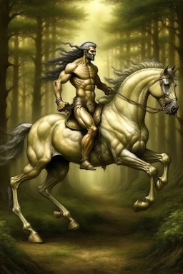 The magnificent and ethereal creature known as the centaur a glorious melding of equine and human form captivates the imagination with its majestic presence as its powerful equine body akin to the untamed wildness of the open fields harmoniously merges with the dignified human upper torso evoking a sense of grace and mystique that leaves all who behold it in awe and wonder