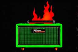 4K. FULL DETAILS. LOGO EMISSION DE RADIO HARDROCK FIRESTARTER TERMINATOR. COULEUR VERT JEUNET