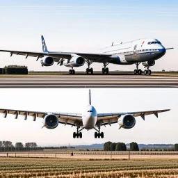 A picture of a plane about to take off from the ground, and the picture was taken from the side of the plane