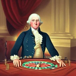 George Washington losing it all at the roulette table