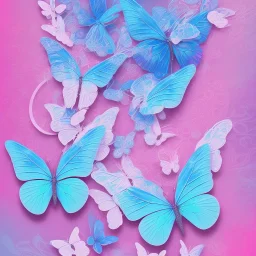 pastel colors, blue, pink, white, butterfly