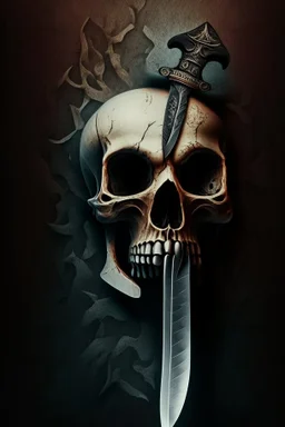 A picture of knife in the Skull