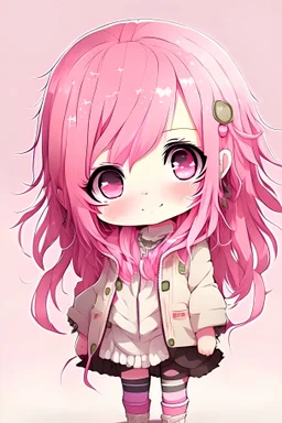 Cute chibi girl with pink hair
